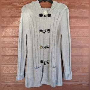 🖖 Inked & Faded 🖖 Y2K Gray Hooded Toggle Sweater